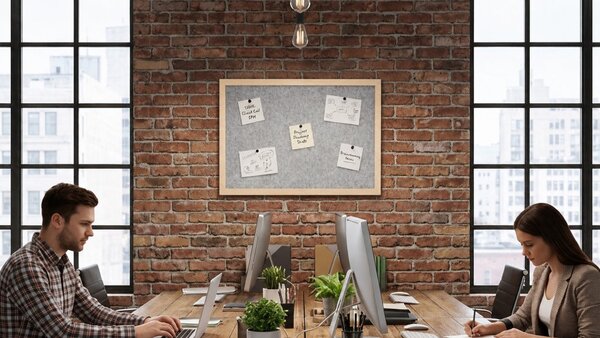 Textilní (plstěná) tabule 60 × 40 cm, světle šedá, v lakovaném dřevěném rámu, TFLIGHTG64G