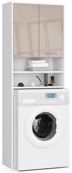 Ak furniture Koupelnová skříňka nad pračku Fin bílá/cappuccino lesk