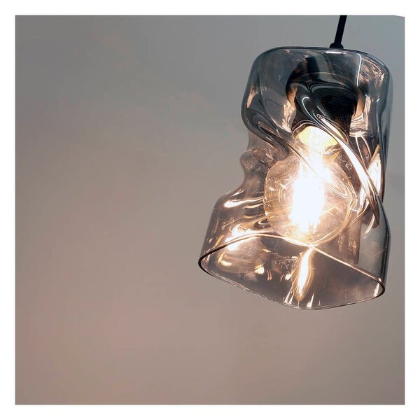 Černé závěsné svítidlo se skleněným stínidlem ø 10 cm Felis – Candellux Lighting