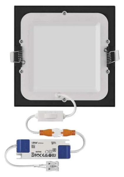 EMOS ZD2343 NEXXO - Podhledový černý LED panel, 18W, 1600lm, 3000 + 3500 + 4000K, IP40/IP20, 22,5 x 22,5cm (Vestavné černé čtvercové svítidlo do sádrokartonu se změnou barvy světla)