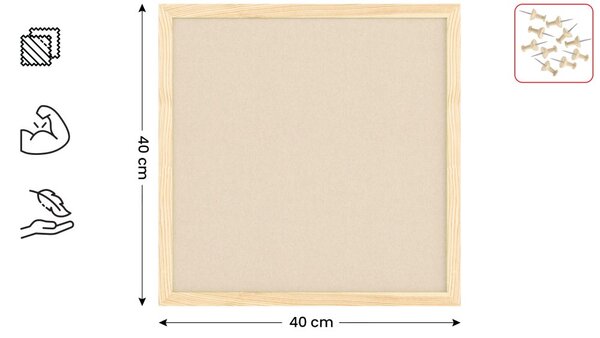 Textilní (plstěná) tabule 40 × 40 cm, camel, v lakovaném dřevěném rámu, TFCAMEL44C