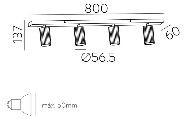 ACB Iluminacion Stropní svítidlo MODRIAN, š. 80 cm, 4xGU10 8W Barva: Bílá