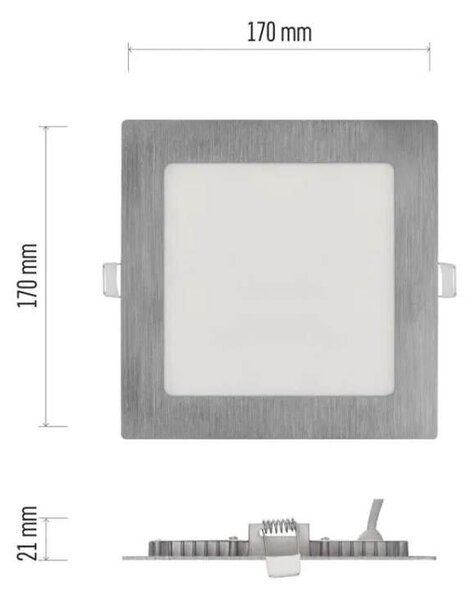 EMOS ZD2233 NEXXO - Podhledový stříbrný LED panel, 12,5W, 1050lm, 3000 + 3500 + 4000K, IP40/IP20, 17 x 17cm (Vestavné stříbrné čtvercové svítidlo do sádrokartonu se změnou barvy světla)
