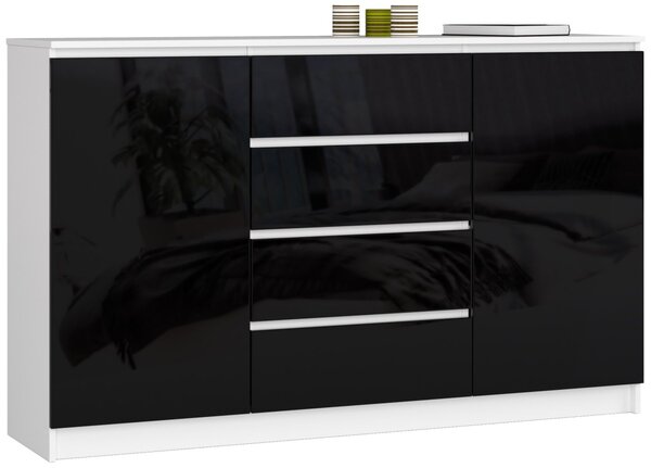 Ak furniture Komoda Tove K 160,4 cm bílá/černá lesklá