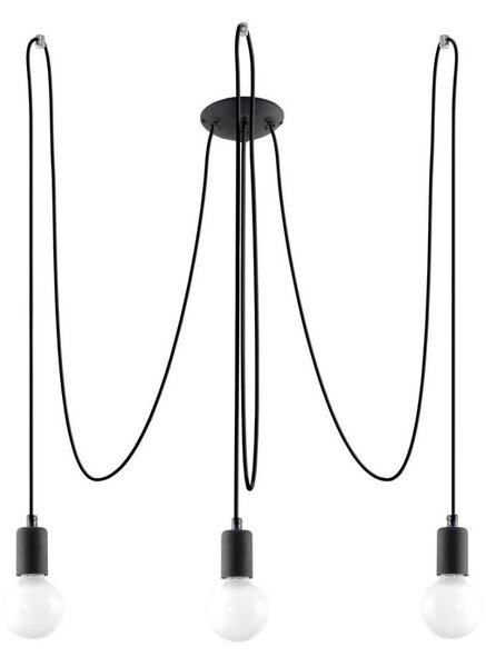 Sollux SL.0370 - Lustr na Lanku EDISON 3 3xE27/60W/230V pavouk černá