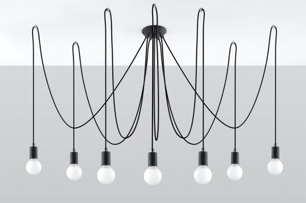 Sollux SL.0372 - Lustr na Lanku EDISON 7 7xE27/60W/230V pavouk černá