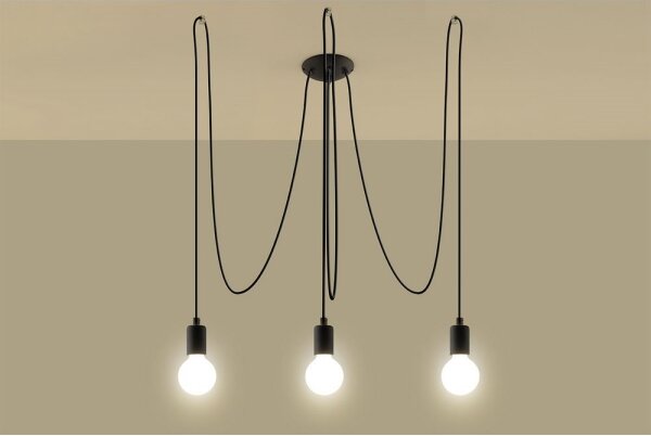 Sollux SL.0370 - Lustr na Lanku EDISON 3 3xE27/60W/230V pavouk černá