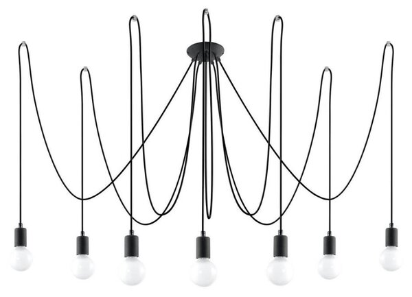 Sollux SL.0372 - Lustr na Lanku EDISON 7 7xE27/60W/230V pavouk černá