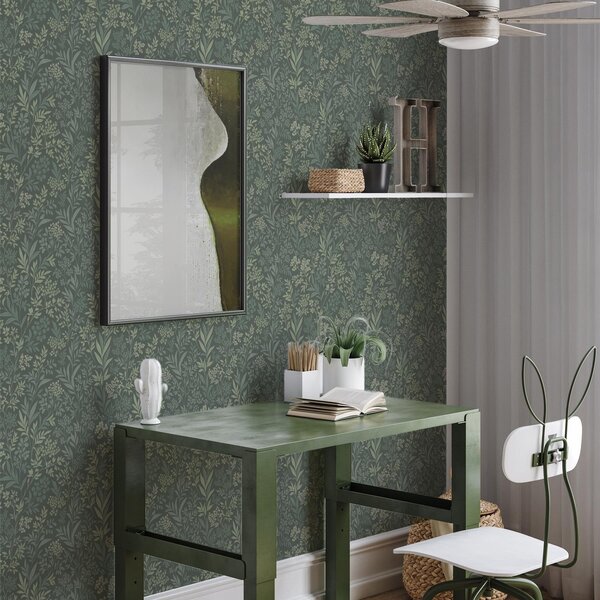Tapety Smaragdově zelené trávy a bobule, jemný botanický vzor, Tapety květiny, a00740 : uwalls.cz