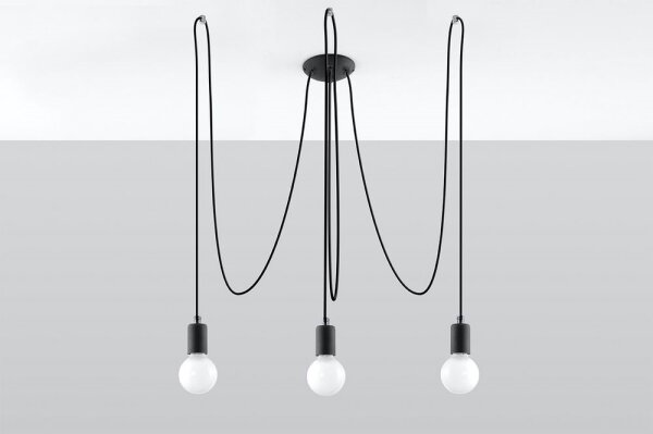 Sollux SL.0370 - Lustr na Lanku EDISON 3 3xE27/60W/230V pavouk černá