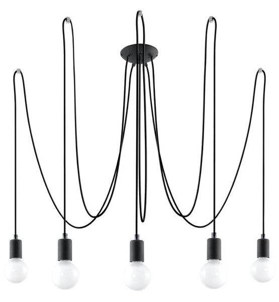 Sollux SL.0371 - Lustr na Lanku EDISON 5 5xE27/60W/230V pavouk černá