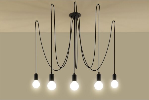 Sollux SL.0371 - Lustr na Lanku EDISON 5 5xE27/60W/230V pavouk černá
