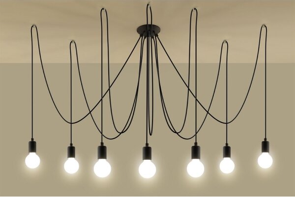 Sollux SL.0372 - Lustr na Lanku EDISON 7 7xE27/60W/230V pavouk černá