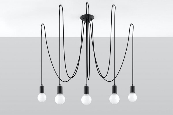 Sollux SL.0371 - Lustr na Lanku EDISON 5 5xE27/60W/230V pavouk černá
