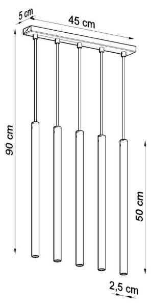 Sollux SL.0472 - Lustr na lanku PASTELO 5 5xG9/8W/230V černá