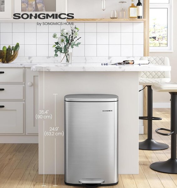 SONGMICS Nerezový odpadkový koš Doro 50 l stříbrný