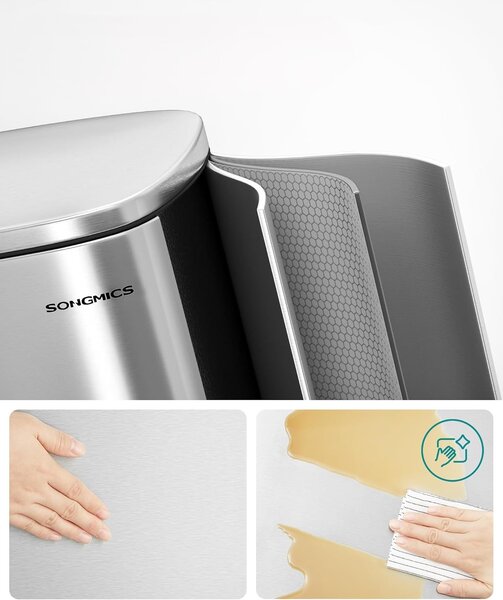 SONGMICS Nerezový odpadkový koš Doro 50 l stříbrný