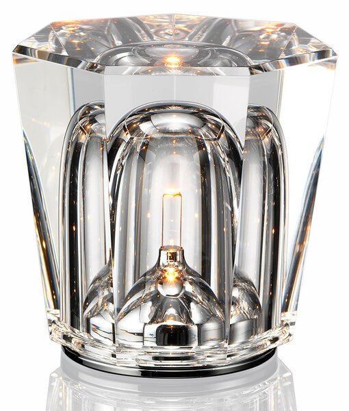 Ambientec Xtal, bateriová lampička z křišťálového skla, LED 2000K dotykové stmívání, Ø8x8,2cm, IP66