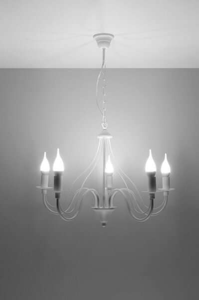 Sollux SL.0214 - Lustr na řetězu MINERWA 5 5xE14/40W/230V bílá