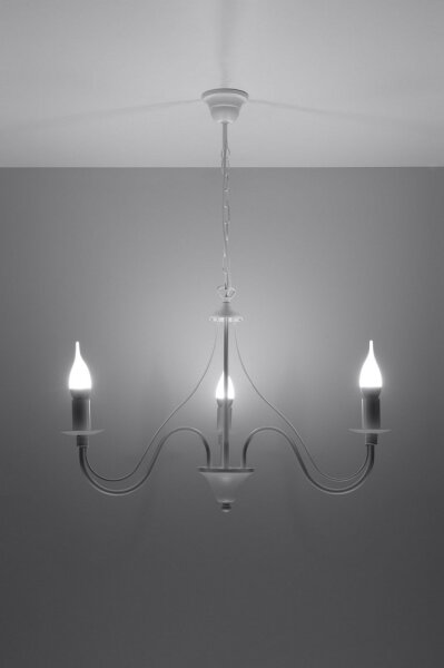 Sollux SL.0213 - Lustr na řetězu MINERWA 3 3xE14/40W/230V bílá
