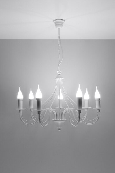 Sollux SL.0215 - Lustr na řetězu MINERWA 7 7xE14/40W/230V bílá