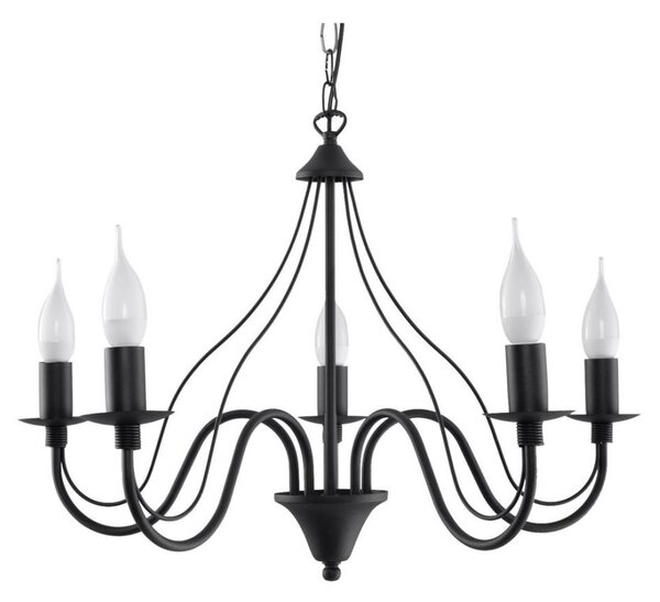Sollux SL.0218 - Lustr na řetězu MINERWA 5 5xE14/40W/230V černá