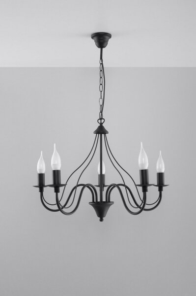 Sollux SL.0218 - Lustr na řetězu MINERWA 5 5xE14/40W/230V černá