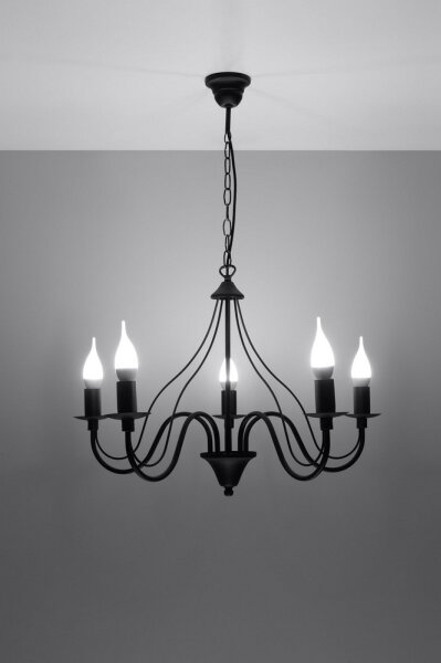 Sollux SL.0218 - Lustr na řetězu MINERWA 5 5xE14/40W/230V černá