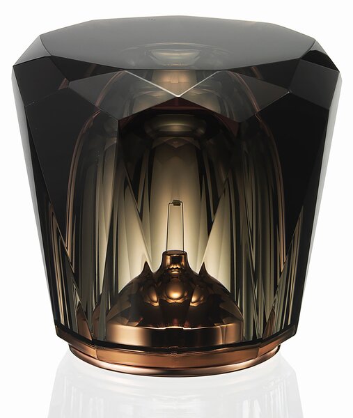 Ambientec Xtal Acrux Dark Grey, bateriová lampička z tmavě šedého skla, LED 2000K dotykové stmívání, Ø8,7x8,2cm, IP66