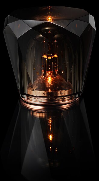 Ambientec Xtal Acrux Dark Grey, bateriová lampička z tmavě šedého skla, LED 2000K dotykové stmívání, Ø8,7x8,2cm, IP66