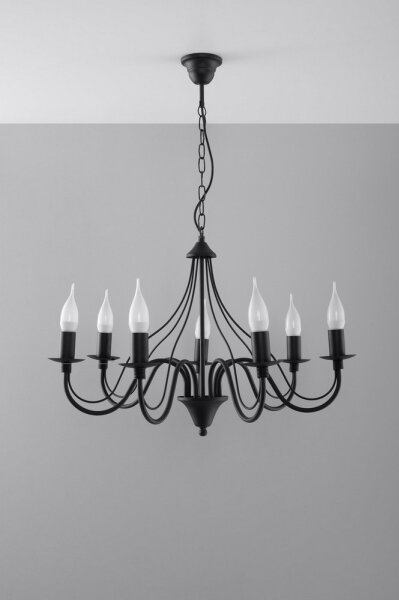 Sollux SL.0219 - Lustr na řetězu MINERWA 7 7xE14/40W/230V černá