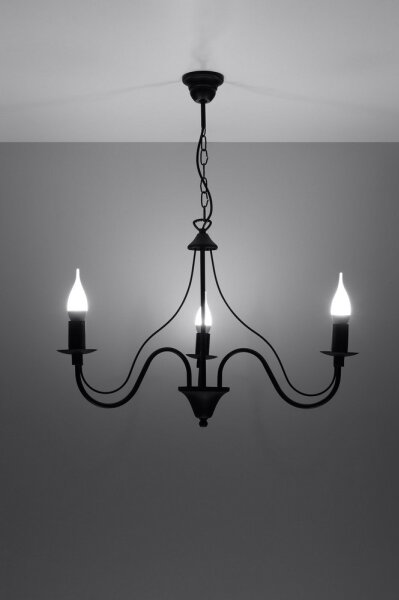 Sollux SL.0217 - Lustr na řetězu MINERWA 3 3xE14/40W/230V černá