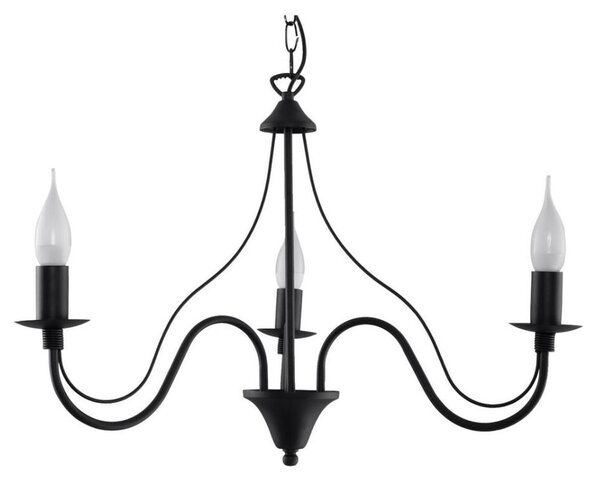 Sollux SL.0217 - Lustr na řetězu MINERWA 3 3xE14/40W/230V černá