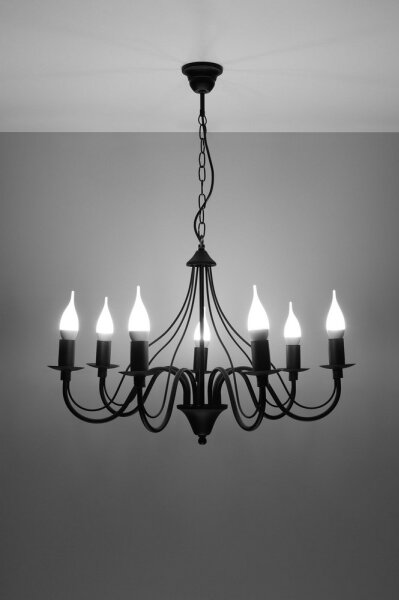 Sollux SL.0219 - Lustr na řetězu MINERWA 7 7xE14/40W/230V černá