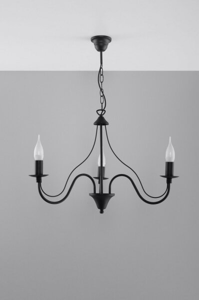 Sollux SL.0217 - Lustr na řetězu MINERWA 3 3xE14/40W/230V černá