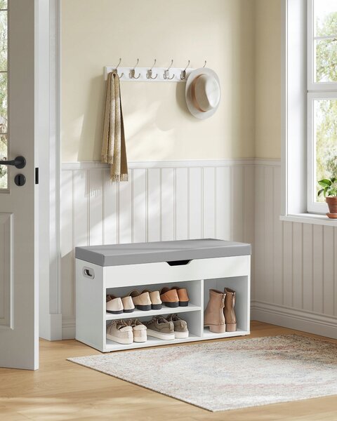 Botník Songmics se sedákem 80 x 44 x 30 cm bílý