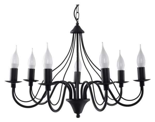 Sollux SL.0219 - Lustr na řetězu MINERWA 7 7xE14/40W/230V černá