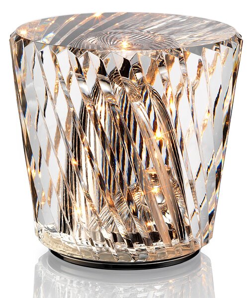 Ambientec Xtal, bateriová lampička z křišťálového skla, LED 2000K dotykové stmívání, Ø8,7x8,2cm, IP66