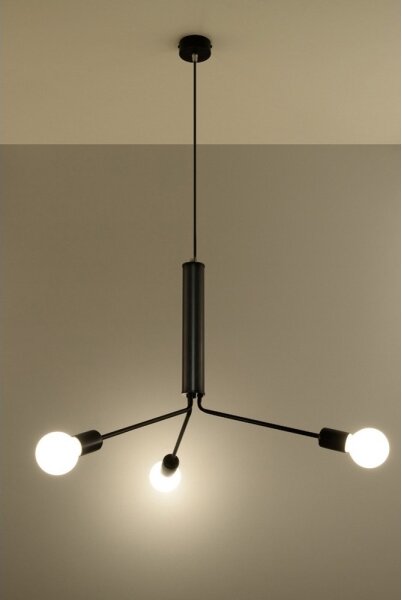 Sollux SL.0303 - Lustr na lanku DUOMO 3D 3xE27/60W/230V černá