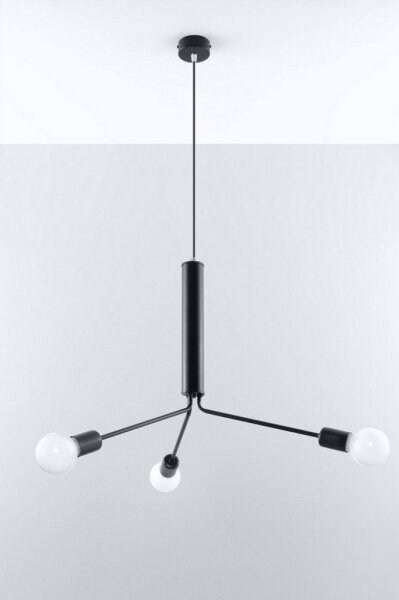 Sollux SL.0303 - Lustr na lanku DUOMO 3D 3xE27/60W/230V černá