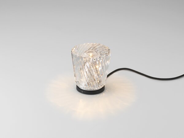 Ambientec Xtal, bateriová lampička z křišťálového skla, LED 2000K dotykové stmívání, Ø8,7x8,2cm, IP66