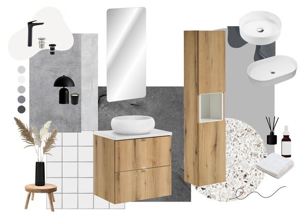 Comad Závěsná umyvadlová skříňka Nova Oak s deskou 140 cm dub evoke