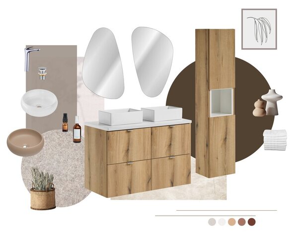 Comad Závěsná umyvadlová skříňka Nova Oak s deskou 140 cm dub evoke