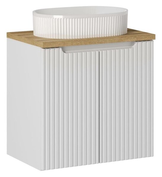 Comad Závěsná skříňka Nova White Beyond s deskou a umyvadlem 60 cm bílá/dub evoke