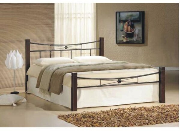 Dřevěná-kovová postel Paula