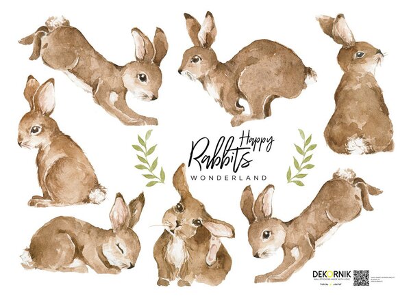 Dekornik Dětská samolepka Králíčci - Happy Rabbits