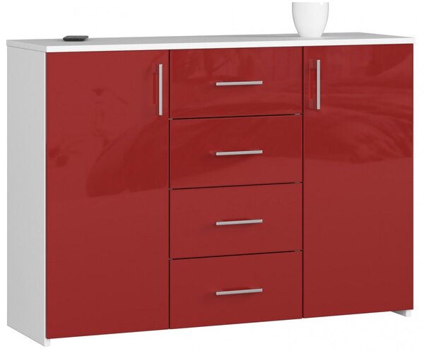 Ak furniture Komoda Torvi K 110,4 cm bílá/červená lesklá