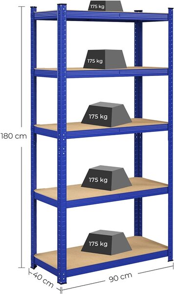SONGMICS Regál Wera 90x180 cm modrý