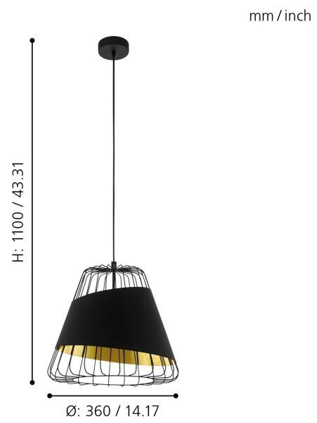 Eglo 49446 - Lustr na lanku AUSTELL 1xE27/60W/230V