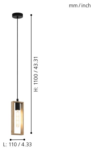 Eglo 44051 - Lustr na lanku LITTLETON 1xE27/60W/230V